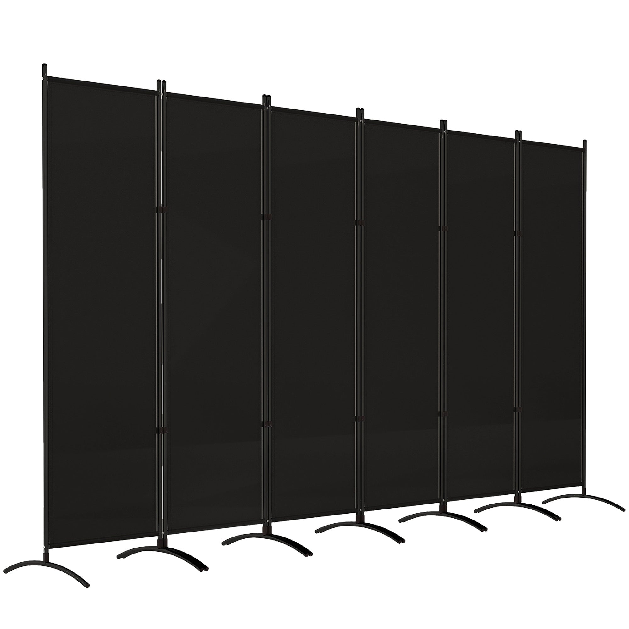 Outsunny 6 Panel Folding Outdoor Privacy Screen, 5.7FT Tall Room Divider with UV30+ Protection, Freestanding Privacy Panel Partition with Stable Base for Indoor Outdoor, Black