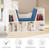HOMCOM 6-Cubby Bookcase with Seat Cushion, Cube Storage Shelf Bookshelf with Reading Nook for Home Office, Study, Blue
