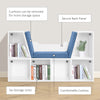 HOMCOM 6-Cubby Bookcase with Seat Cushion, Cube Storage Shelf Bookshelf with Reading Nook for Home Office, Study, Blue
