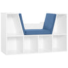 HOMCOM 6-Cubby Bookcase with Seat Cushion, Cube Storage Shelf Bookshelf with Reading Nook for Home Office, Study, Blue
