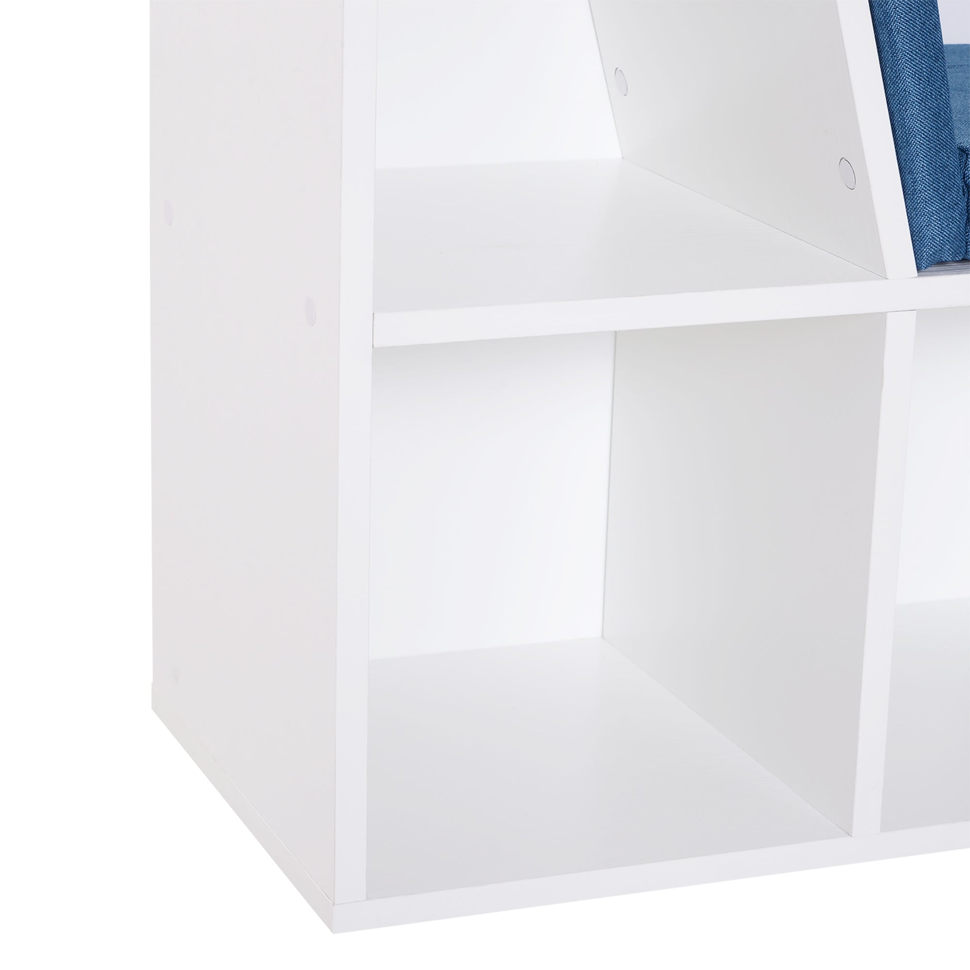 HOMCOM 6-Cubby Bookcase with Seat Cushion, Cube Storage Shelf Bookshelf with Reading Nook for Home Office, Study, Blue