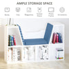HOMCOM 6-Cubby Bookcase with Seat Cushion, Cube Storage Shelf Bookshelf with Reading Nook for Home Office, Study, Blue