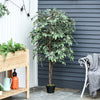 Outsunny 5.3FT Artificial Ficus Tree, Fake Tree with Leaves, Faux Plant in Nursery Pot for Indoor and Outdoor Decoration