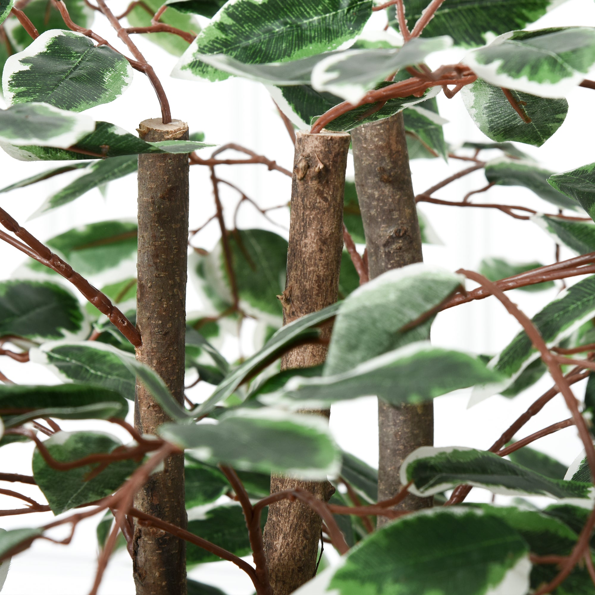 Outsunny 5.3FT Artificial Ficus Tree, Fake Tree with Leaves, Faux Plant in Nursery Pot for Indoor and Outdoor Decoration