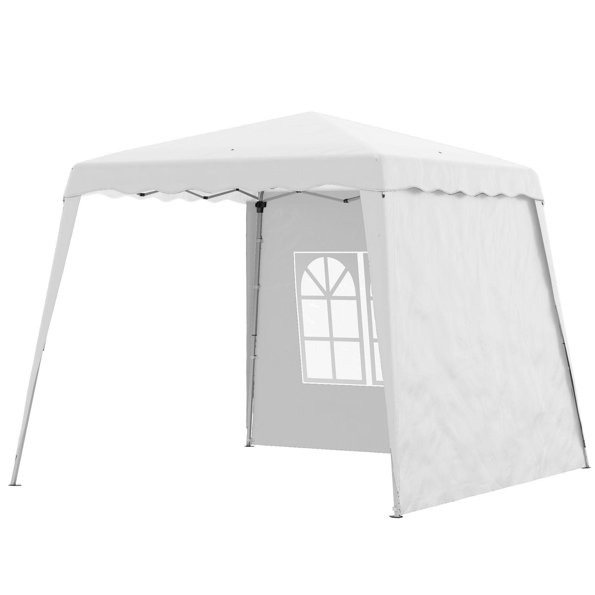 Outsunny Pop Up Canopy Tent with 2 Sidewalls, UV50+ Tents for Parties, Height Adjustable, with Carry Bag and Slant Legs, for Outdoor, Garden, Patio, 8 x 8ft Top / 9.5 x 9.5ft Base
