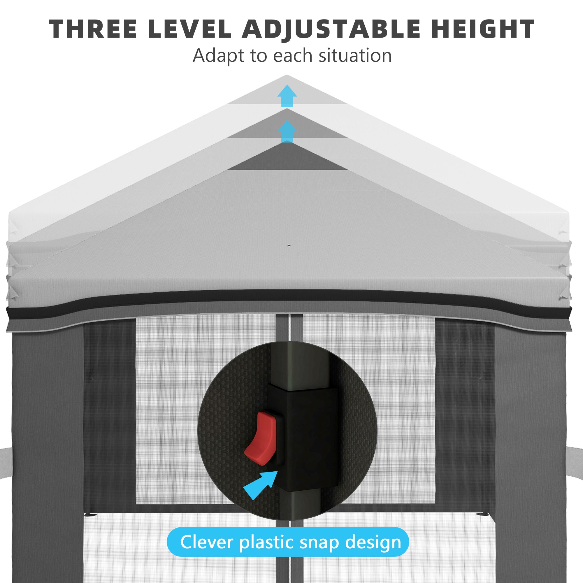 Outsunny 10' x 10' Pop Up Canopy with Netting, Foldable Tents for Parties, Height Adjustable, with Storage Bag for Outdoor, Garden, Patio, Grey