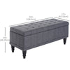 HOMCOM Storage Ottoman, Linen Fabric End of Bed Bench with Soft Close Lid, Button Tufted Storage Bench for Living Room, Entryway or Bedroom, 42" x 17" x 19", Grey