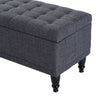 HOMCOM Storage Ottoman, Linen Fabric End of Bed Bench with Soft Close Lid, Button Tufted Storage Bench for Living Room, Entryway or Bedroom, 42" x 17" x 19", Grey