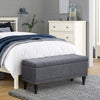 HOMCOM Storage Ottoman, Linen Fabric End of Bed Bench with Soft Close Lid, Button Tufted Storage Bench for Living Room, Entryway or Bedroom, 42" x 17" x 19", Grey