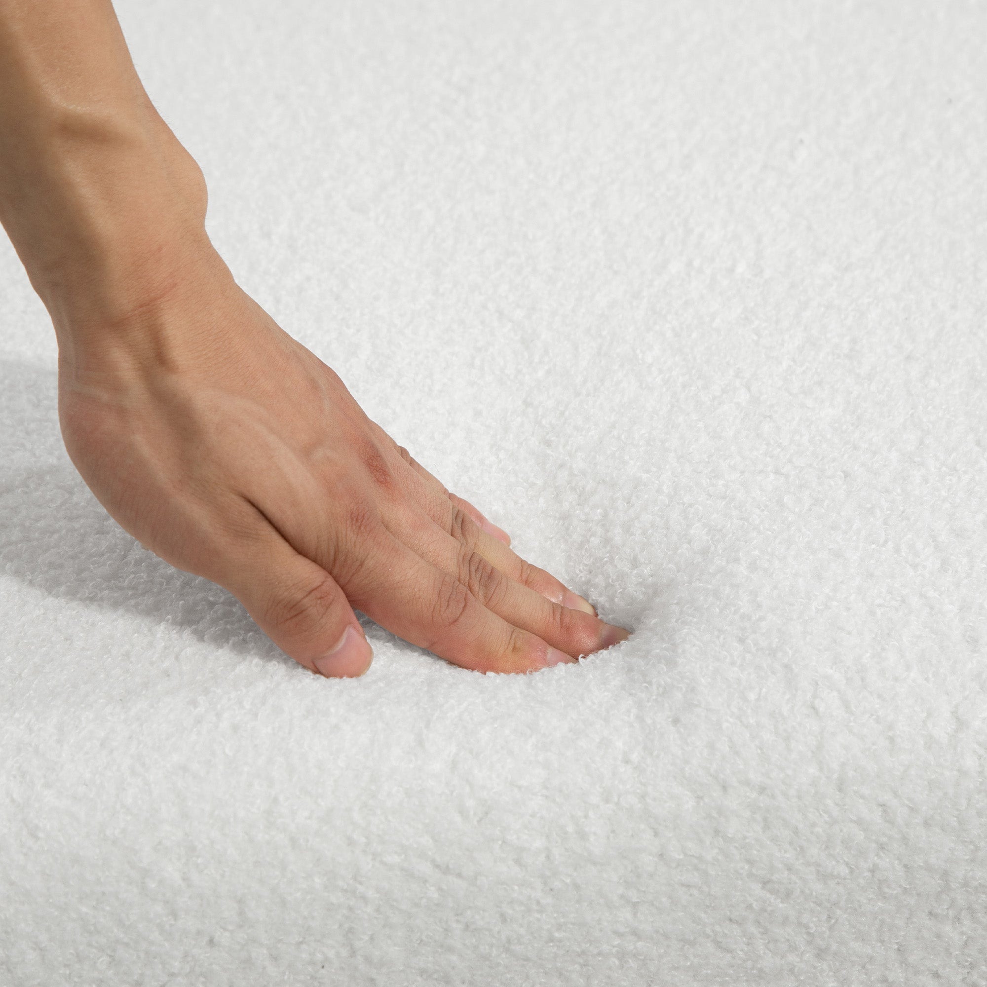 HOMCOM 39" Upholstered End of Bed Bench, Boucle Entryway Bench, Modern U-Shaped Ottoman Bench for Bedroom, Living Room, Hallway, White