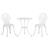 Outsunny 3 Pieces Patio Bistro Set, Outdoor Cast Aluminum Garden Table and Chairs with Umbrella Hole for Balcony, White