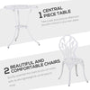 Outsunny 3 Pieces Patio Bistro Set, Outdoor Cast Aluminum Garden Table and Chairs with Umbrella Hole for Balcony, White
