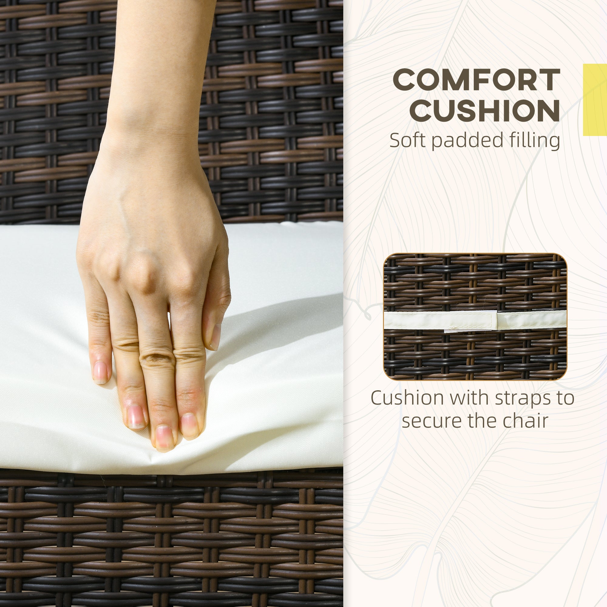 Outsunny 2 Pieces PE Rattan Outdoor Dining Chairs with Cushion, Patio Wicker Dining Chairs with Backrest for Patio, Deck, Garden, Brown