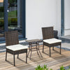 Outsunny 2 Pieces PE Rattan Outdoor Dining Chairs with Cushion, Patio Wicker Dining Chairs with Backrest for Patio, Deck, Garden, Brown