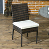 Outsunny 2 Pieces PE Rattan Outdoor Dining Chairs with Cushion, Patio Wicker Dining Chairs with Backrest for Patio, Deck, Garden, Brown