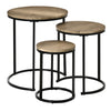 HOMCOM Nesting Tables Set of 3, Round Coffee Table, Modern Stacking Side Tables with Wood Grain Steel Frame for Living Room, Grey-green Wood Grain