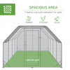 PawHut Chicken Run, Galvanized Large Metal Chicken Coop Cage, Walk-in Enclosure Poultry Hen Run House Playpen Rabbit Hutch with Flat Roof, Cover, for Outdoor Backyard, 9.2' x 24.9' x 6.5', Silver