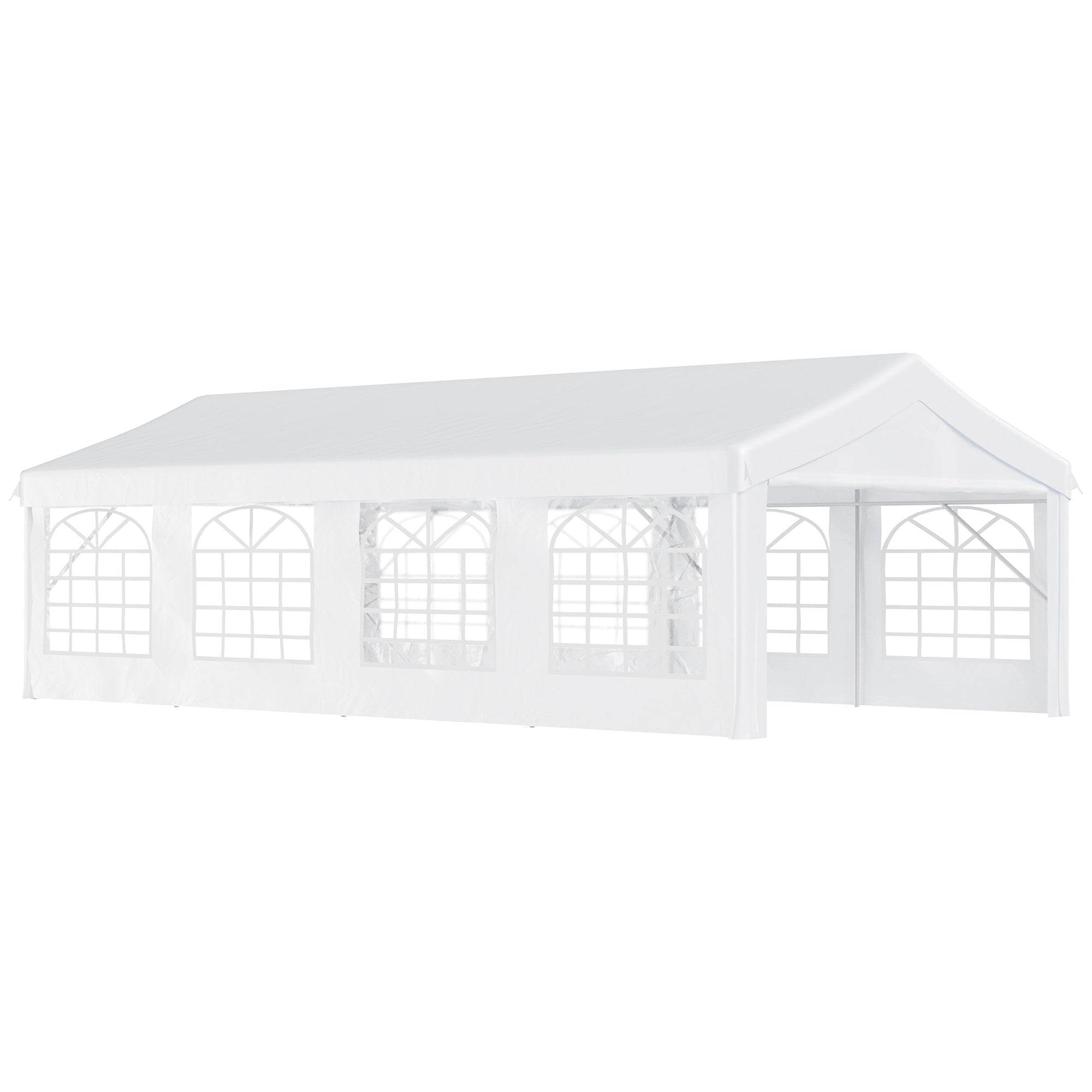 Outsunny 13' x 26' Heavy-duty Outdoor Carport  Party Event Tent Patio Gazebo Canopy with 4 Sidewalls, White