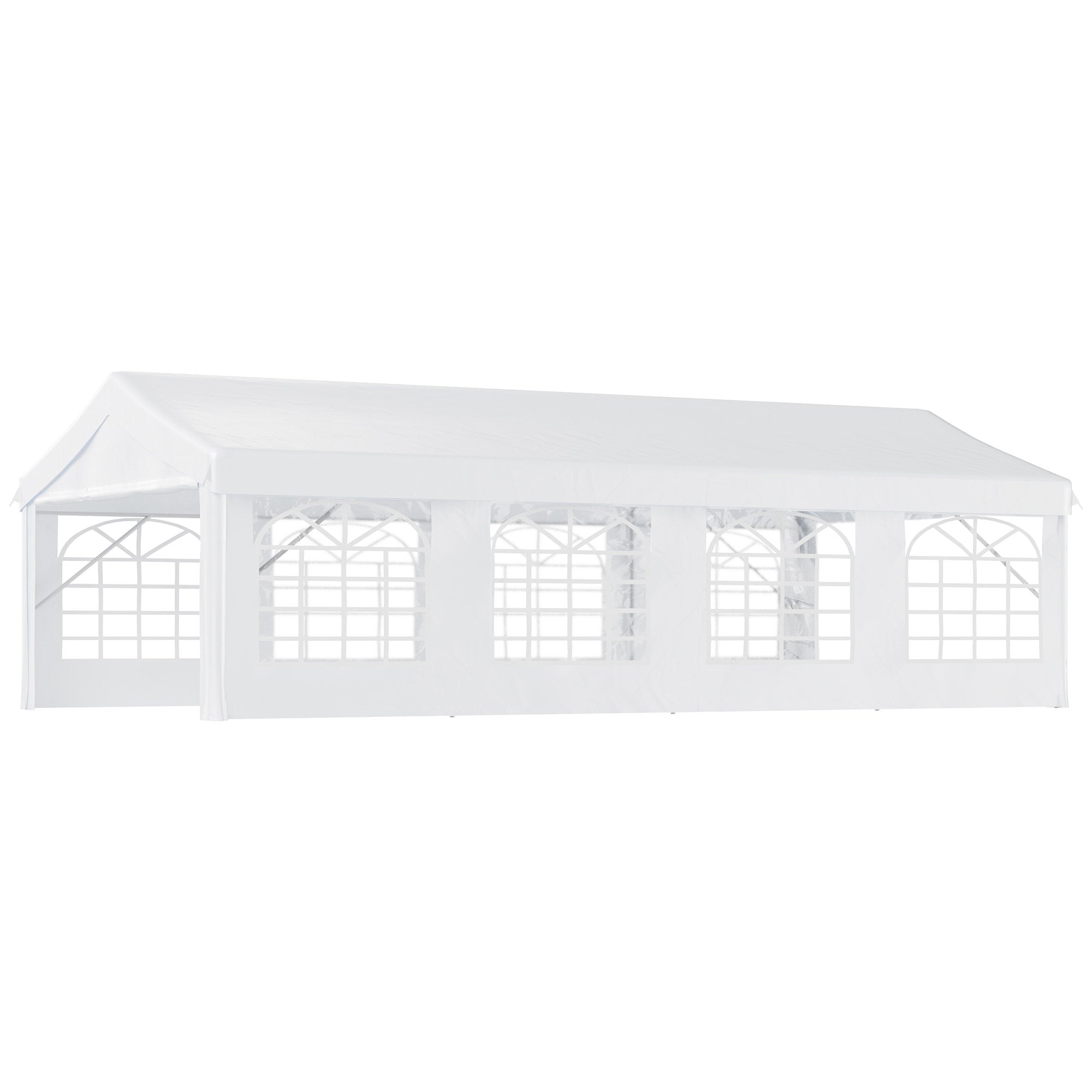 Outsunny 13' x 26' Heavy-duty Outdoor Carport  Party Event Tent Patio Gazebo Canopy with 4 Sidewalls, White
