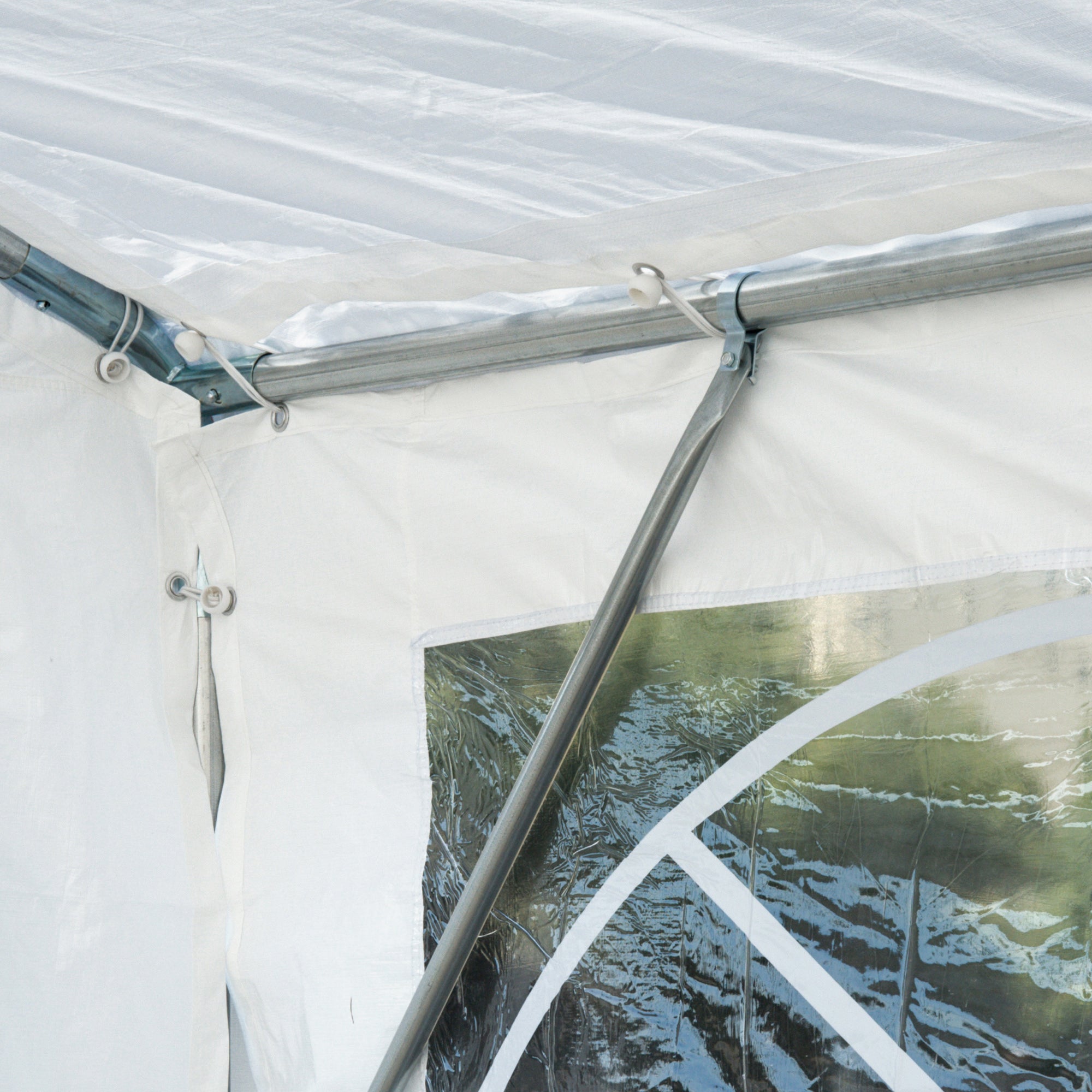 Outsunny 13' x 26' Heavy-duty Outdoor Carport  Party Event Tent Patio Gazebo Canopy with 4 Sidewalls, White