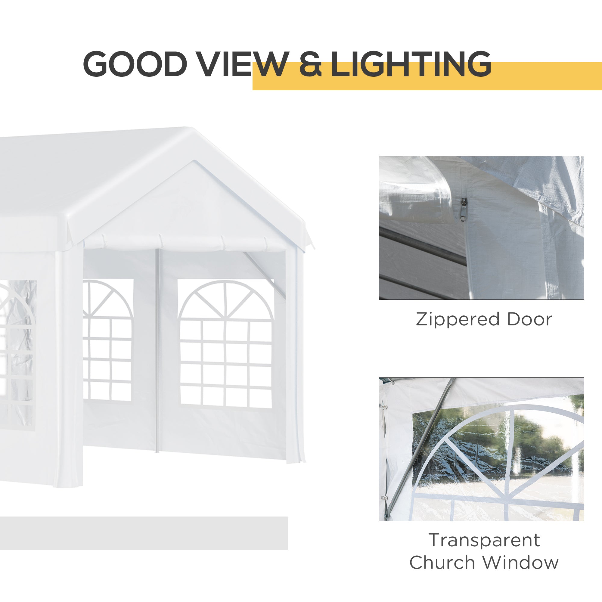 Outsunny 13' x 26' Heavy-duty Outdoor Carport  Party Event Tent Patio Gazebo Canopy with 4 Sidewalls, White