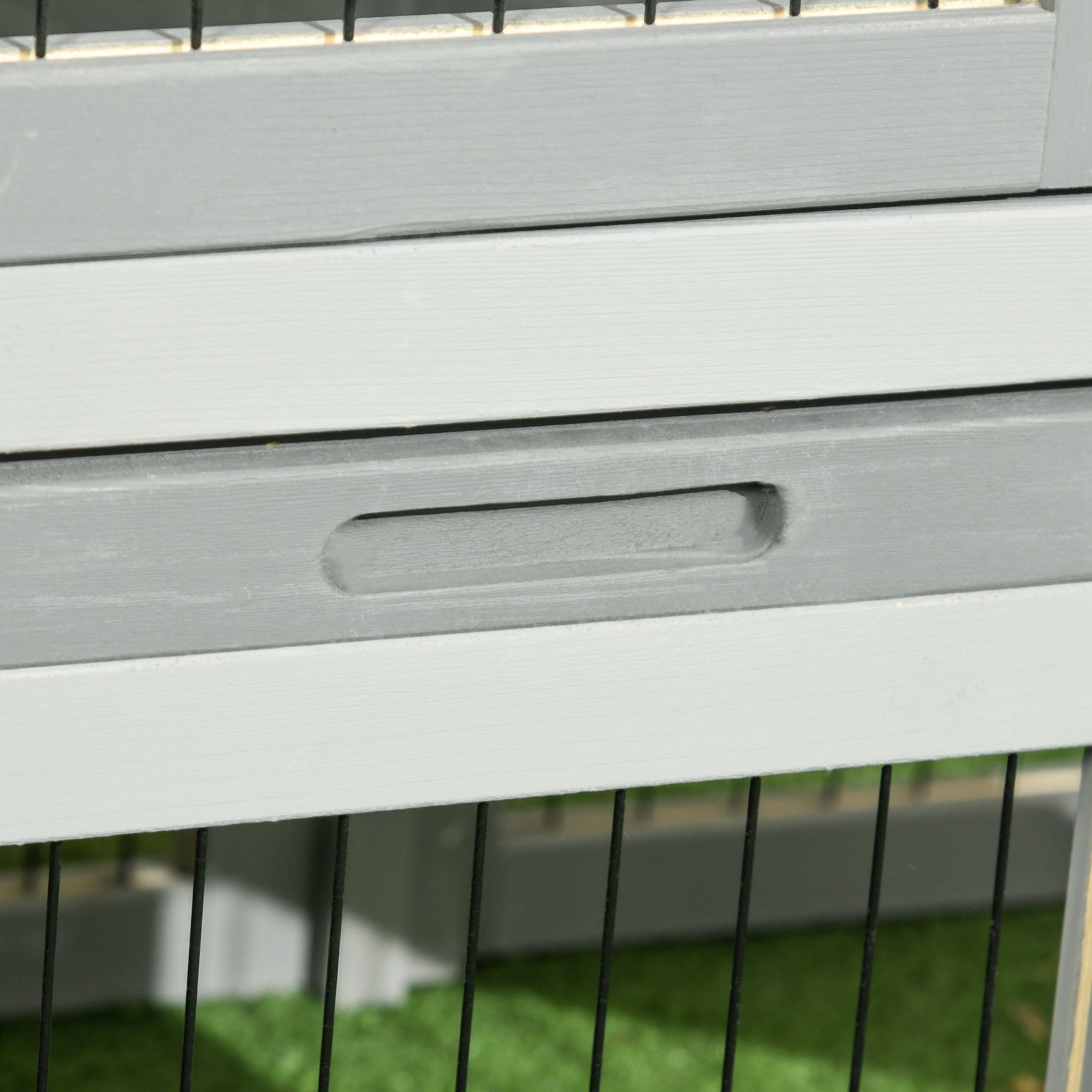 PawHut Solid Wood Rabbit Hutch Bunny Cage Pet Guinea Pig House Outdoor Small Animal Habitat w/ Ramp, Weather-Resistant Asphalt Openable Roof, Pull-out Tray, Light Grey