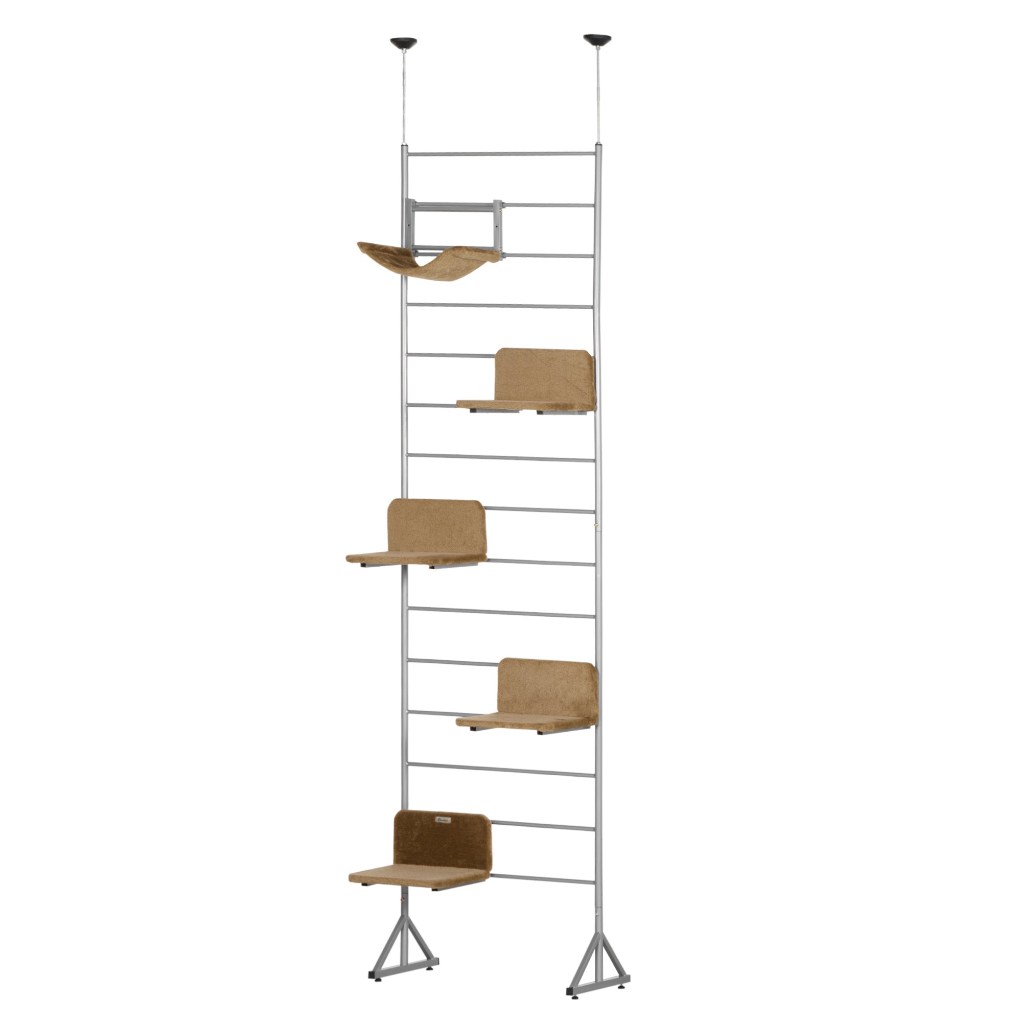 PawHut 108" Floor-to-Ceiling Cat Tree Height Adjustable Climbing Tower, Kitten Activity Center with Hammock and 4 Platforms