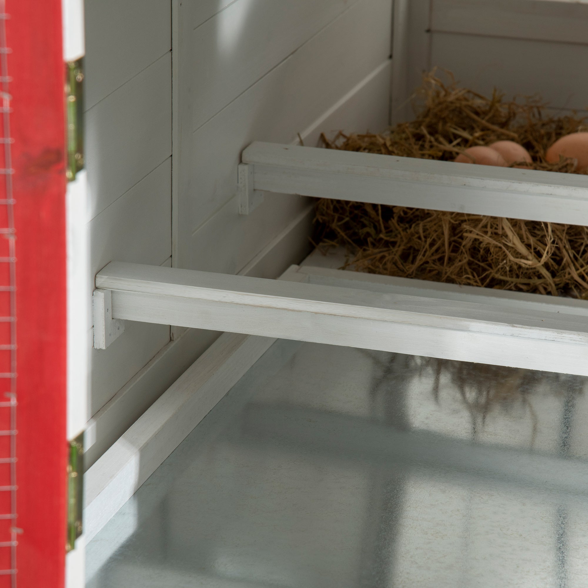 PawHut 51" Small Chicken Coop with Storage Box, Wooden Chicken Coop Chicken House Outdoor Hen House with Nesting Box, Slide-Out Tray, White