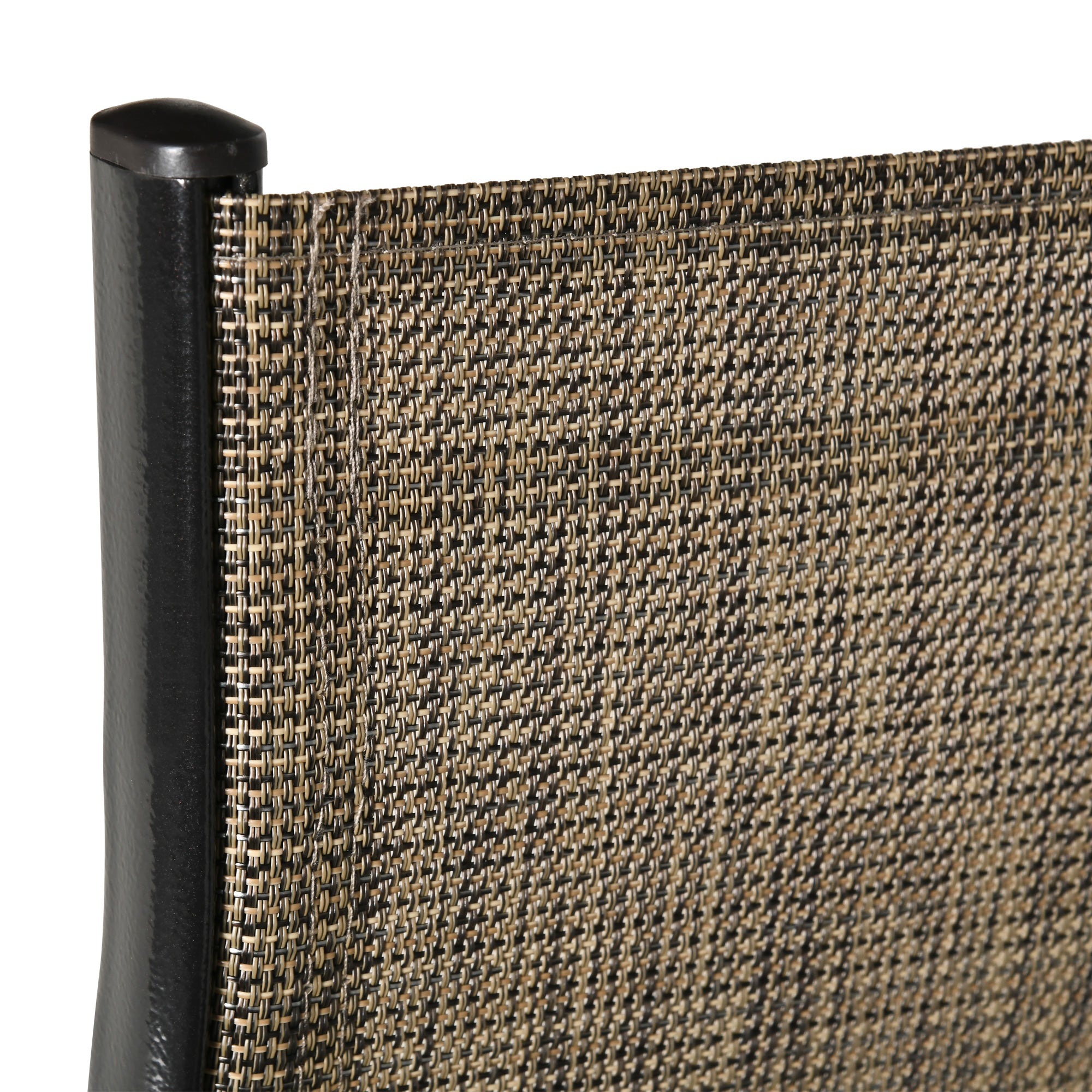 Outsunny Set of 4 Outdoor Dining Chairs, Heavy Duty Stackable Patio Dining Set with Mesh Seat and Armrests for Balcony Garden, Brown and Black