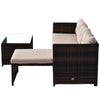 Outsunny 3pcs Outdoor Rattan Wicker Sofa and Chaise Lounge Set with Cushion Garden Patio Furniture Brown and Beige