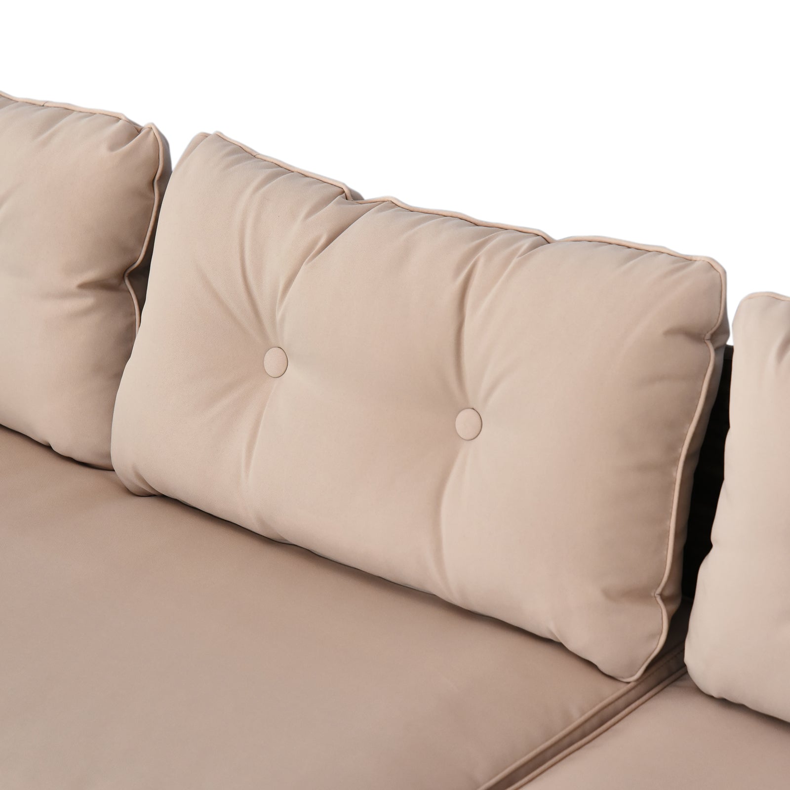 Outsunny 3pcs Outdoor Rattan Wicker Sofa and Chaise Lounge Set with Cushion Garden Patio Furniture Brown and Beige