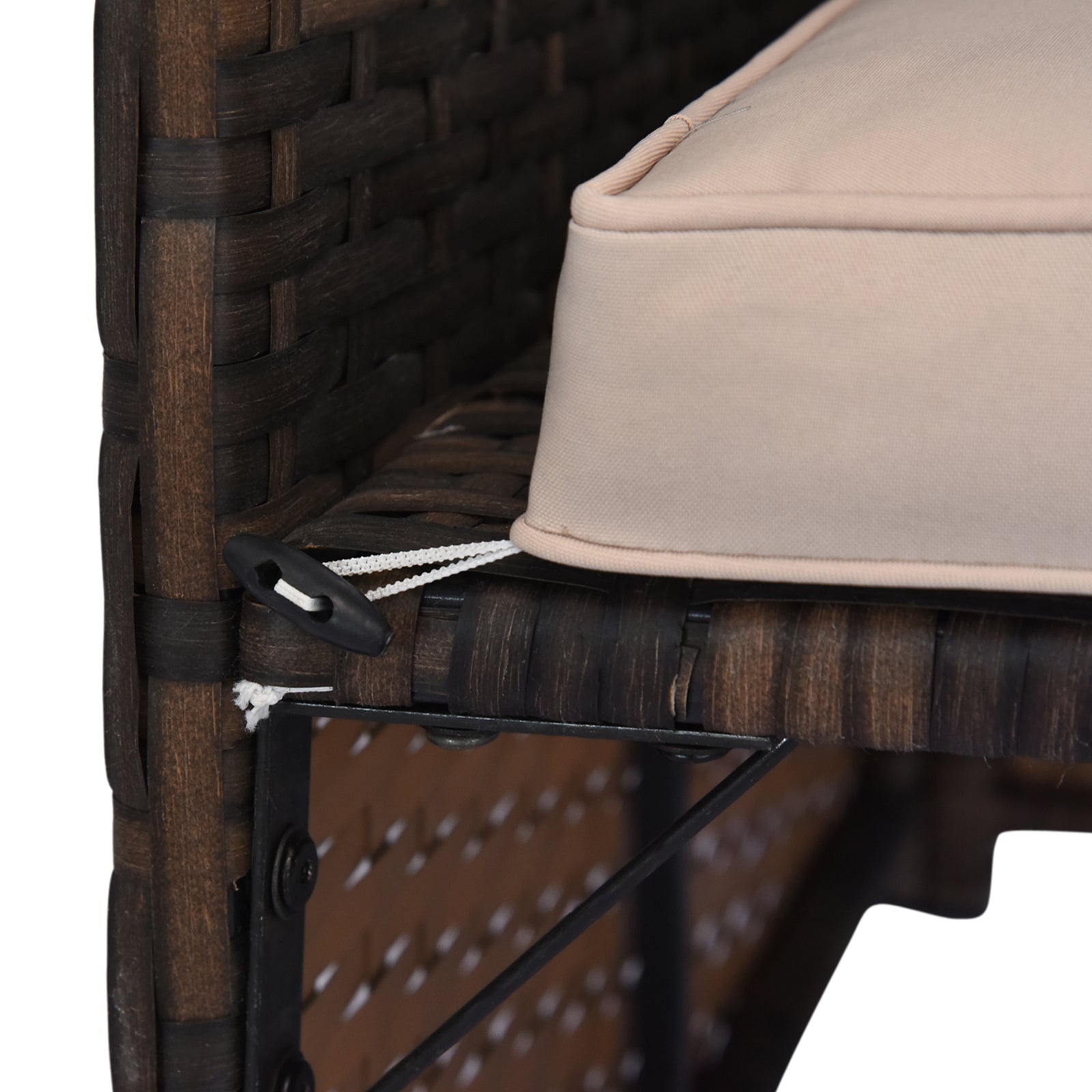 Outsunny 3pcs Outdoor Rattan Wicker Sofa and Chaise Lounge Set with Cushion Garden Patio Furniture Brown and Beige
