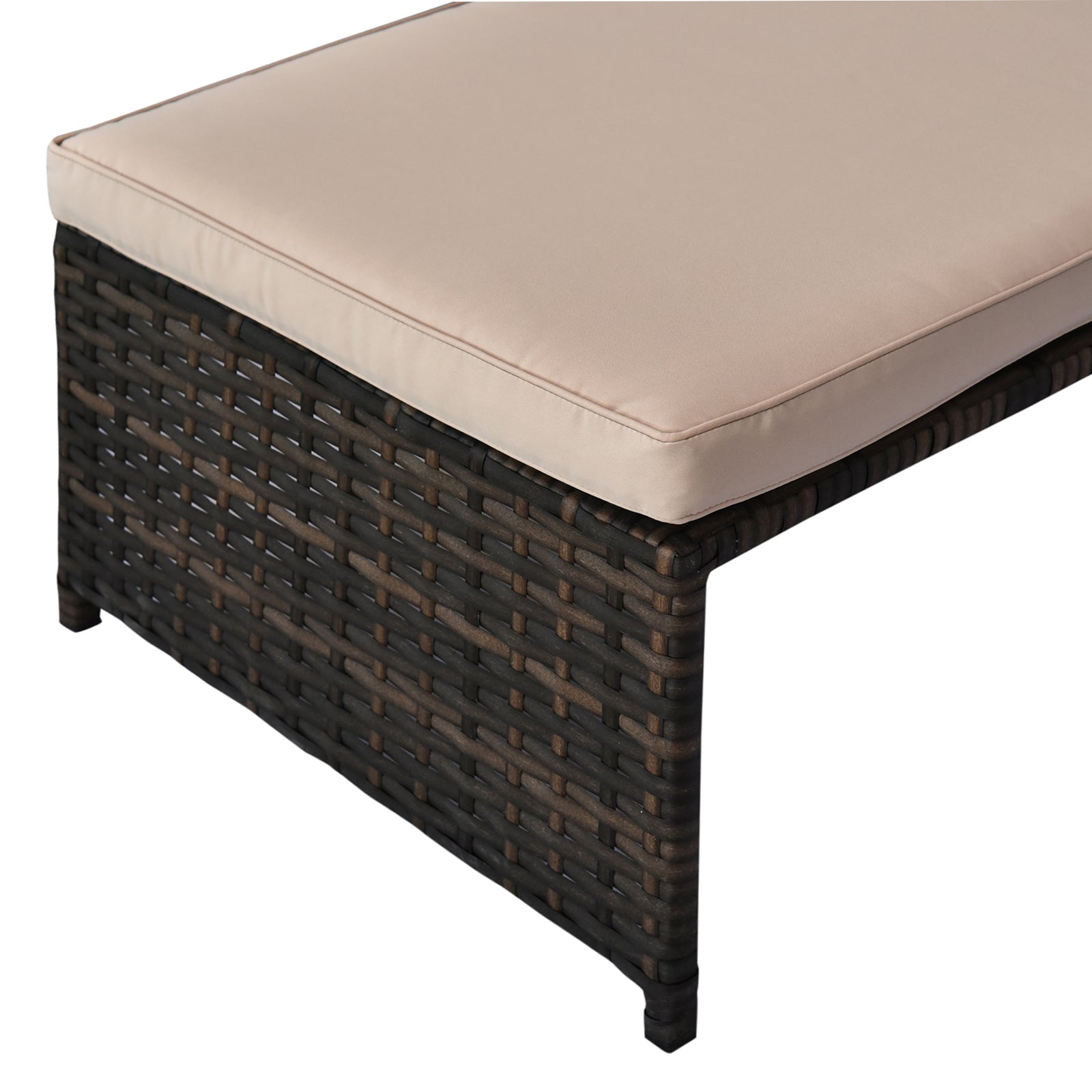 Outsunny 3pcs Outdoor Rattan Wicker Sofa and Chaise Lounge Set with Cushion Garden Patio Furniture Brown and Beige