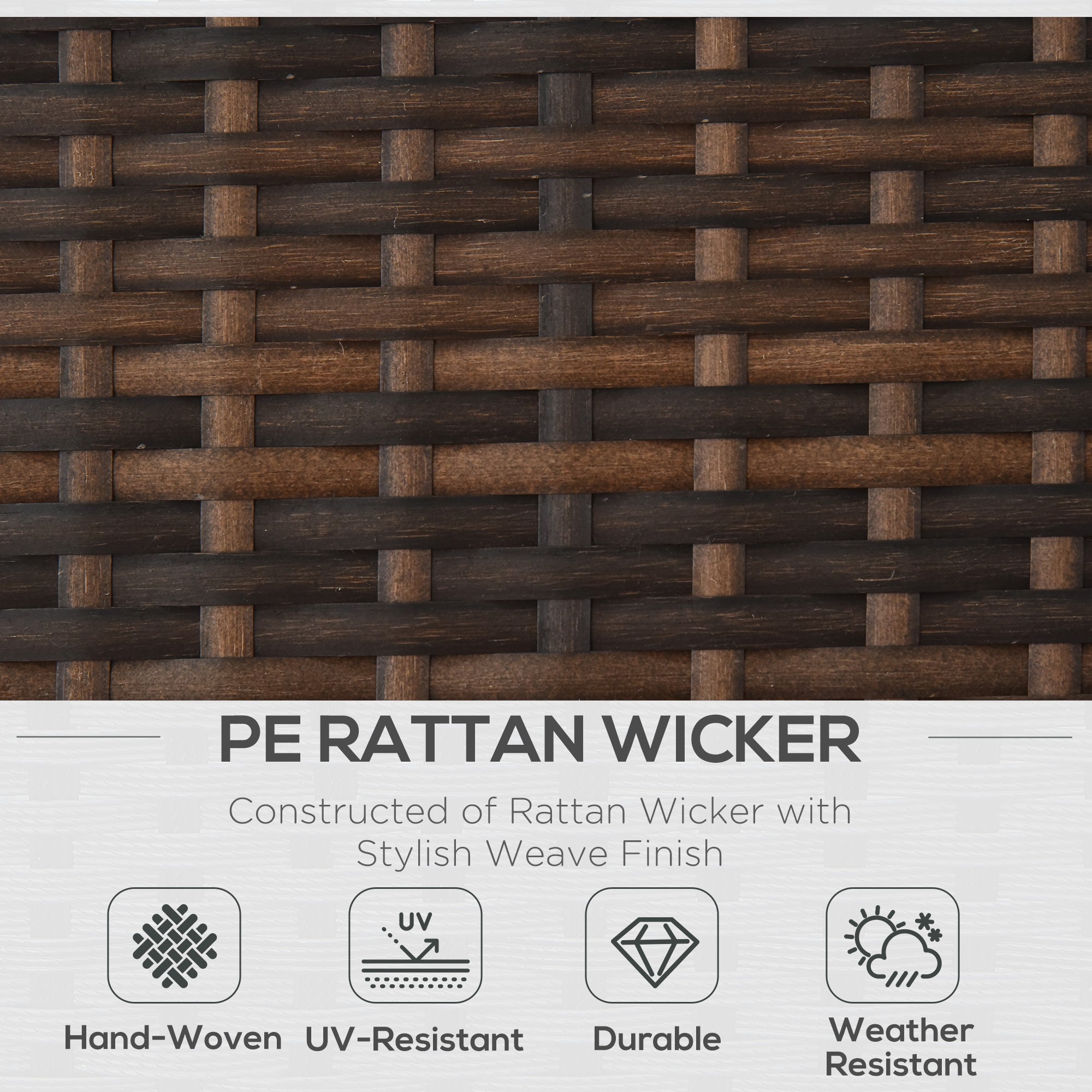 Outsunny 3pcs Outdoor Rattan Wicker Sofa and Chaise Lounge Set with Cushion Garden Patio Furniture Brown and Beige