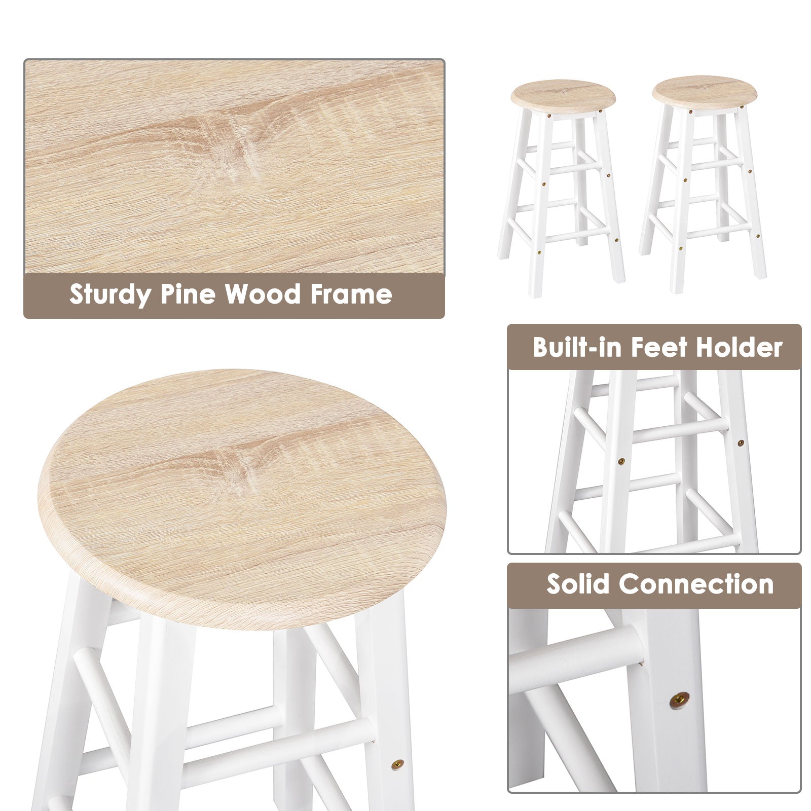 HOMCOM 3 Piece Kitchen Cart Set Drop Leaf Breakfast Table and 2 Stools with Rolling Wheels for Living Room Dorm Apartment