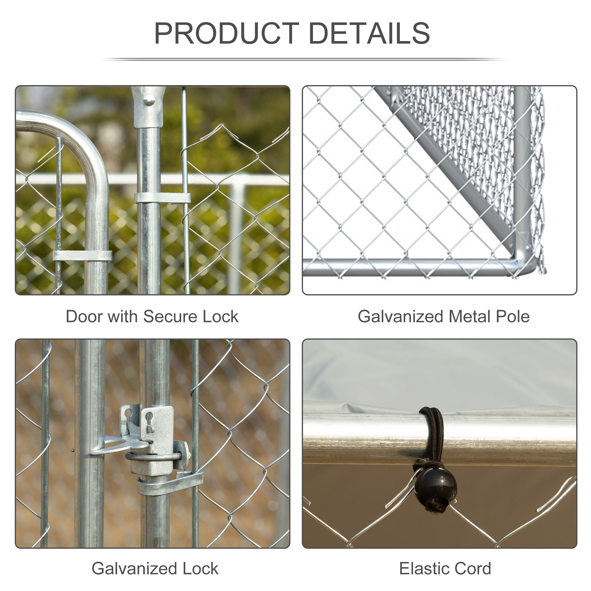 PawHut Dog Kennel Heavy Duty Playpen with Galvanized Steel Secure Lock Mesh Sidewalls and Waterproof Cover for Backyard & Patio, 13' x 7.5' x 7.5'