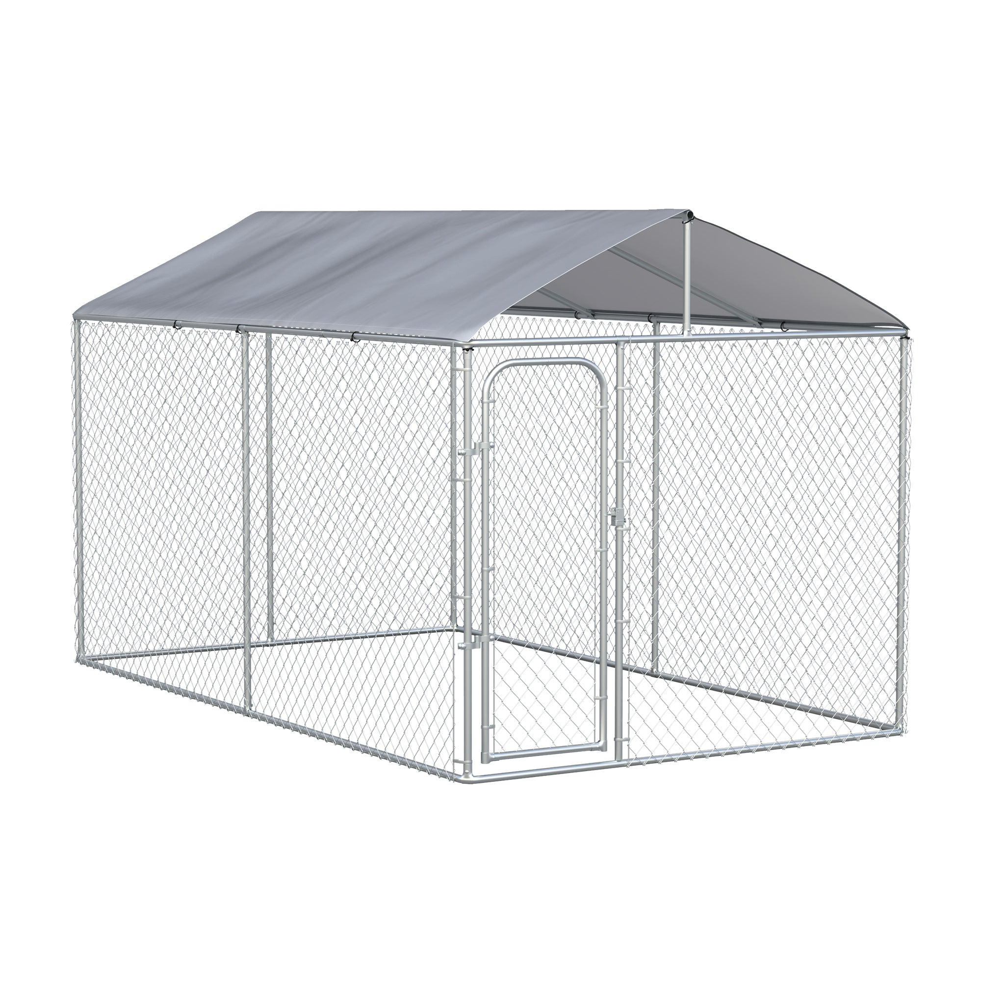 PawHut Dog Kennel Heavy Duty Playpen with Galvanized Steel Secure Lock Mesh Sidewalls and Waterproof Cover for Backyard & Patio, 13' x 7.5' x 7.5'