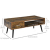 HOMCOM Coffee Table with Storage Shelf and Drawer, Industrial Wooden Center Table for Living Room, Rustic Brown