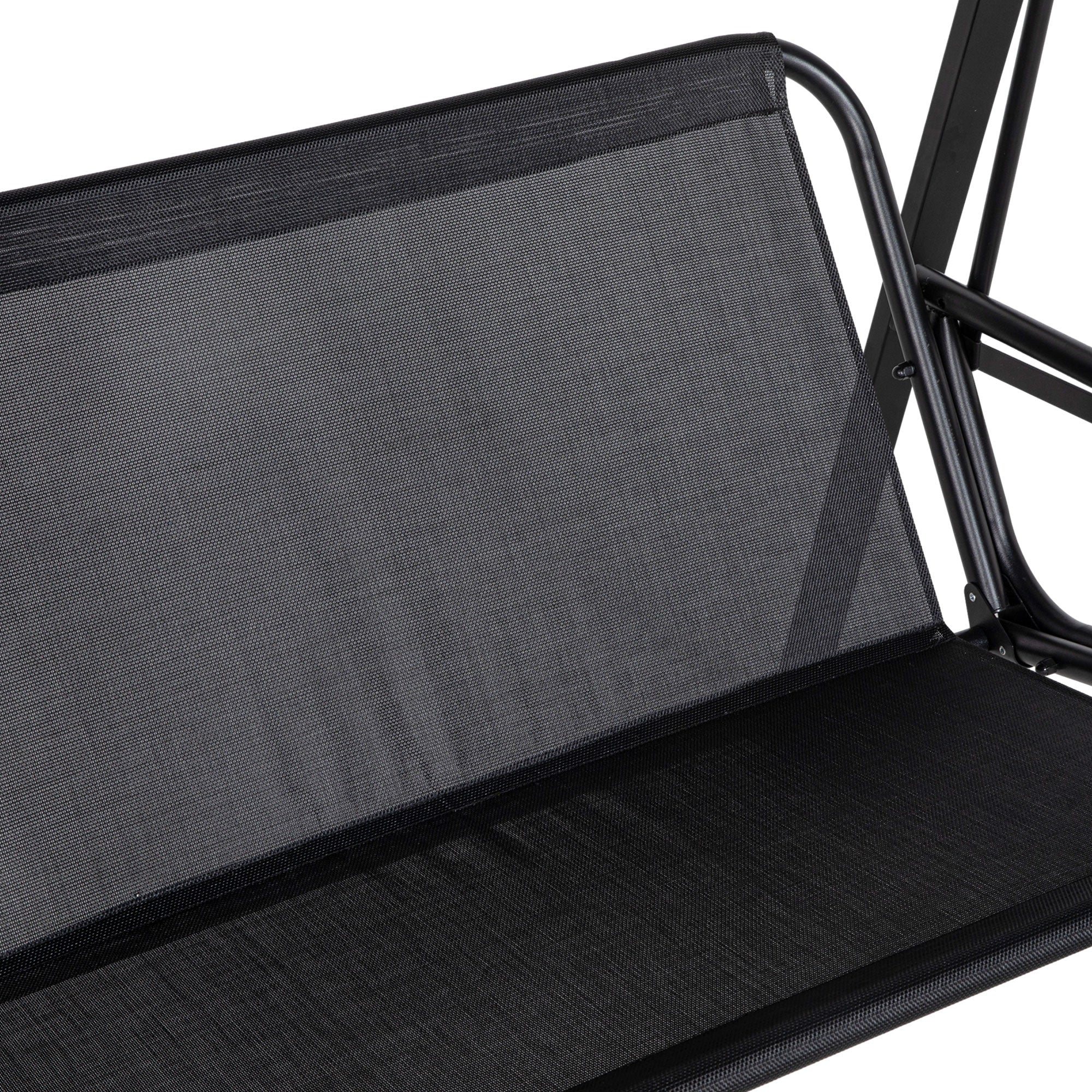 Outsunny 2 Seater Covered Outdoor Swing Chair Porch Swing Bench Lounger Hammock with Removable Cushion Tilt Canopy, Black