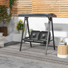 Outsunny 2 Seater Covered Outdoor Swing Chair Porch Swing Bench Lounger Hammock with Removable Cushion Tilt Canopy, Black