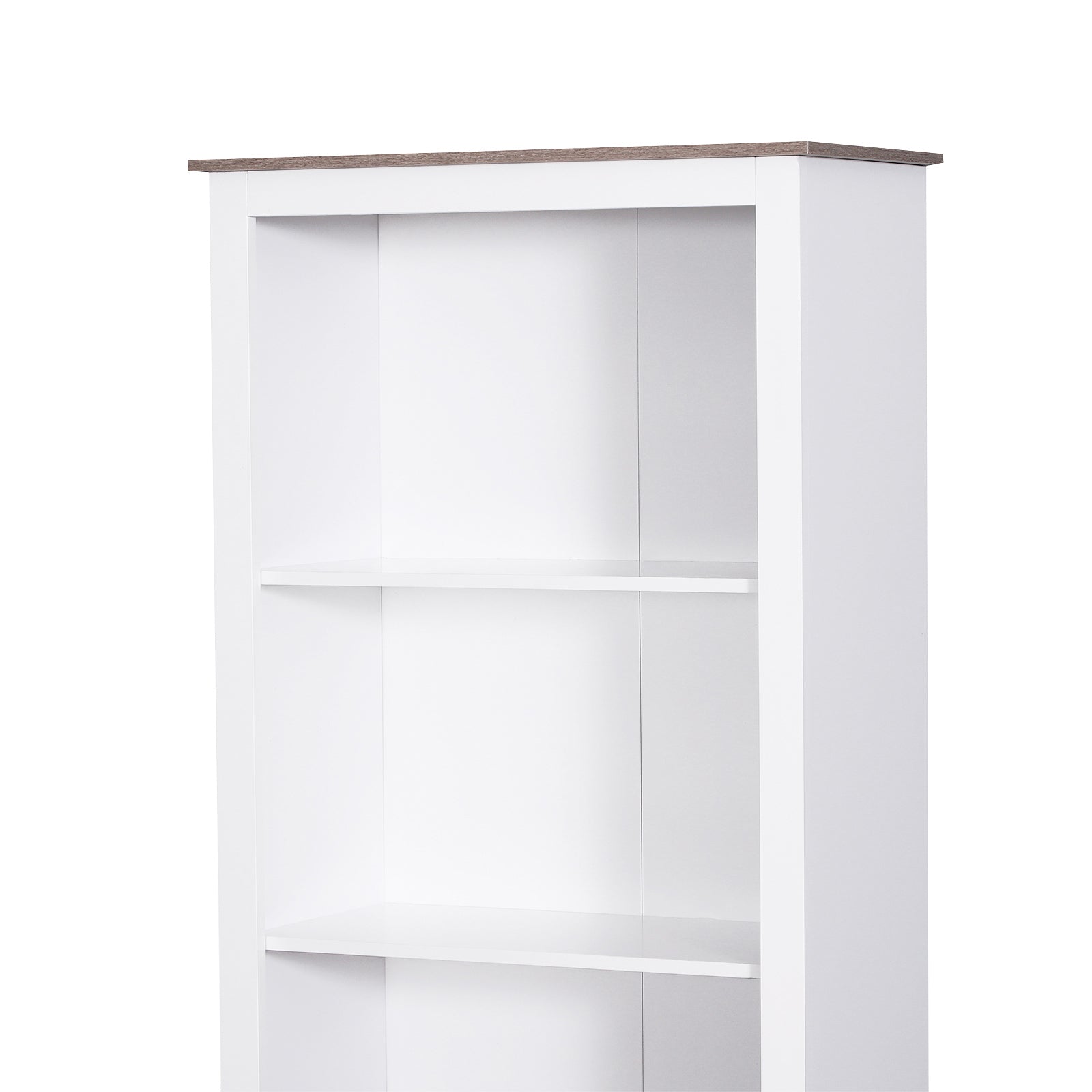 HOMCOM 69" Tall Bathroom Storage Cabinet, Bookcase with 3 Open Compartments and Double Door Cupboard, White