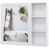 kleankin MDF Medicine Cabinet with Mirror, 31.5"W x 27.5"H Bathroom Storage Cabinet with 3-tier Shelves, Wall Mounted, White