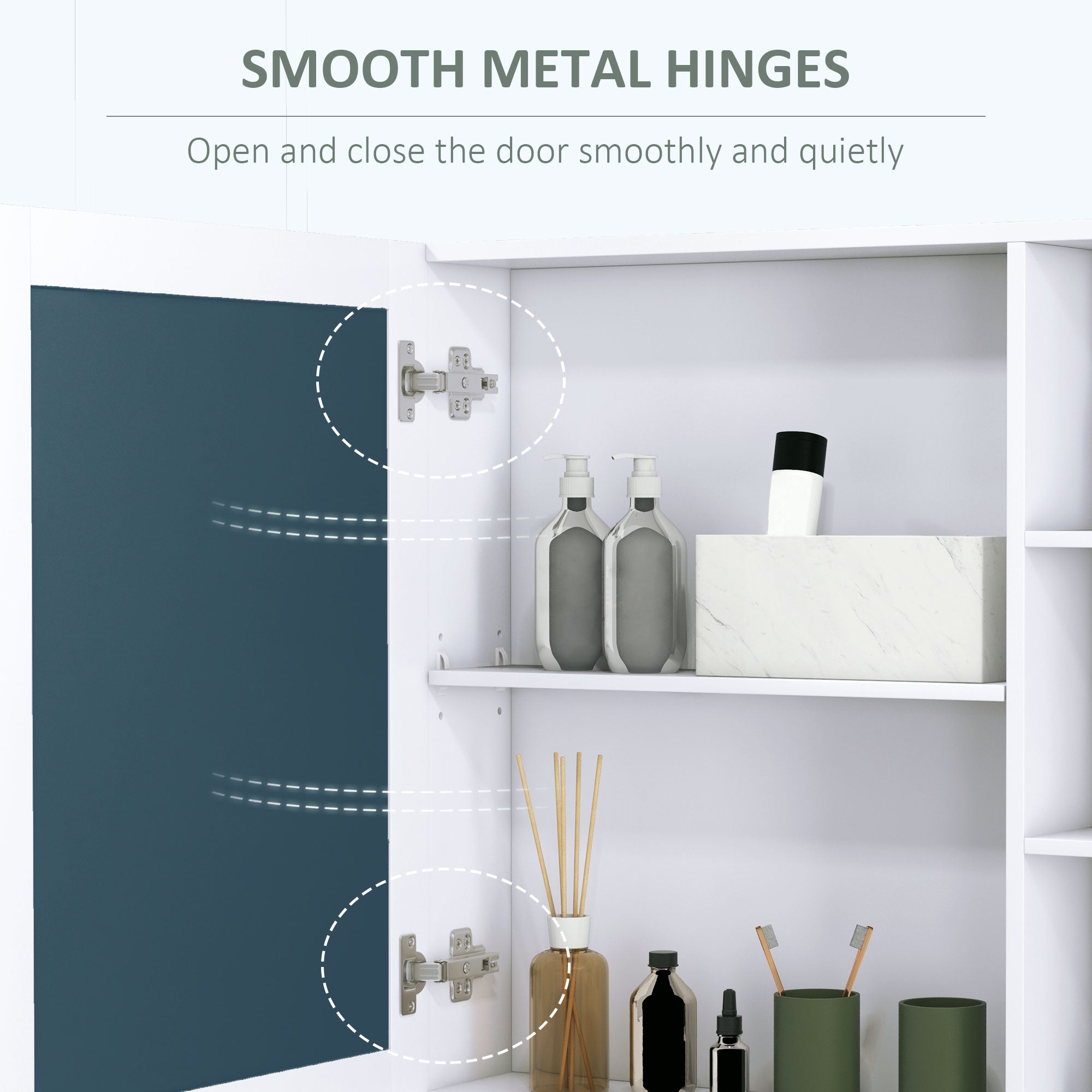 kleankin MDF Medicine Cabinet with Mirror, 31.5"W x 27.5"H Bathroom Storage Cabinet with 3-tier Shelves, Wall Mounted, White