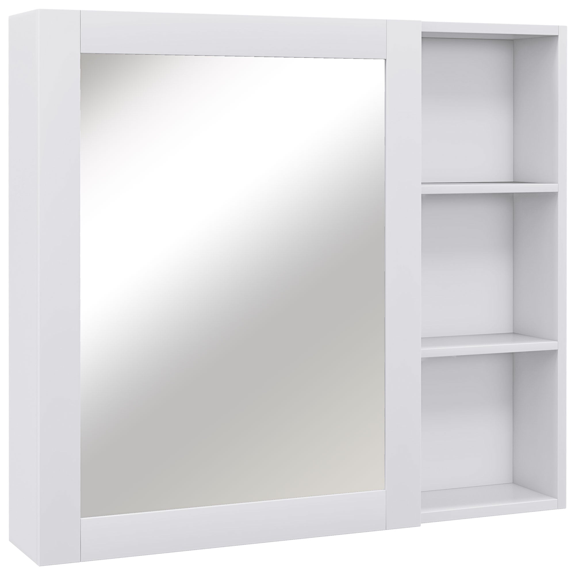 kleankin MDF Medicine Cabinet with Mirror, 31.5"W x 27.5"H Bathroom Storage Cabinet with 3-tier Shelves, Wall Mounted, White