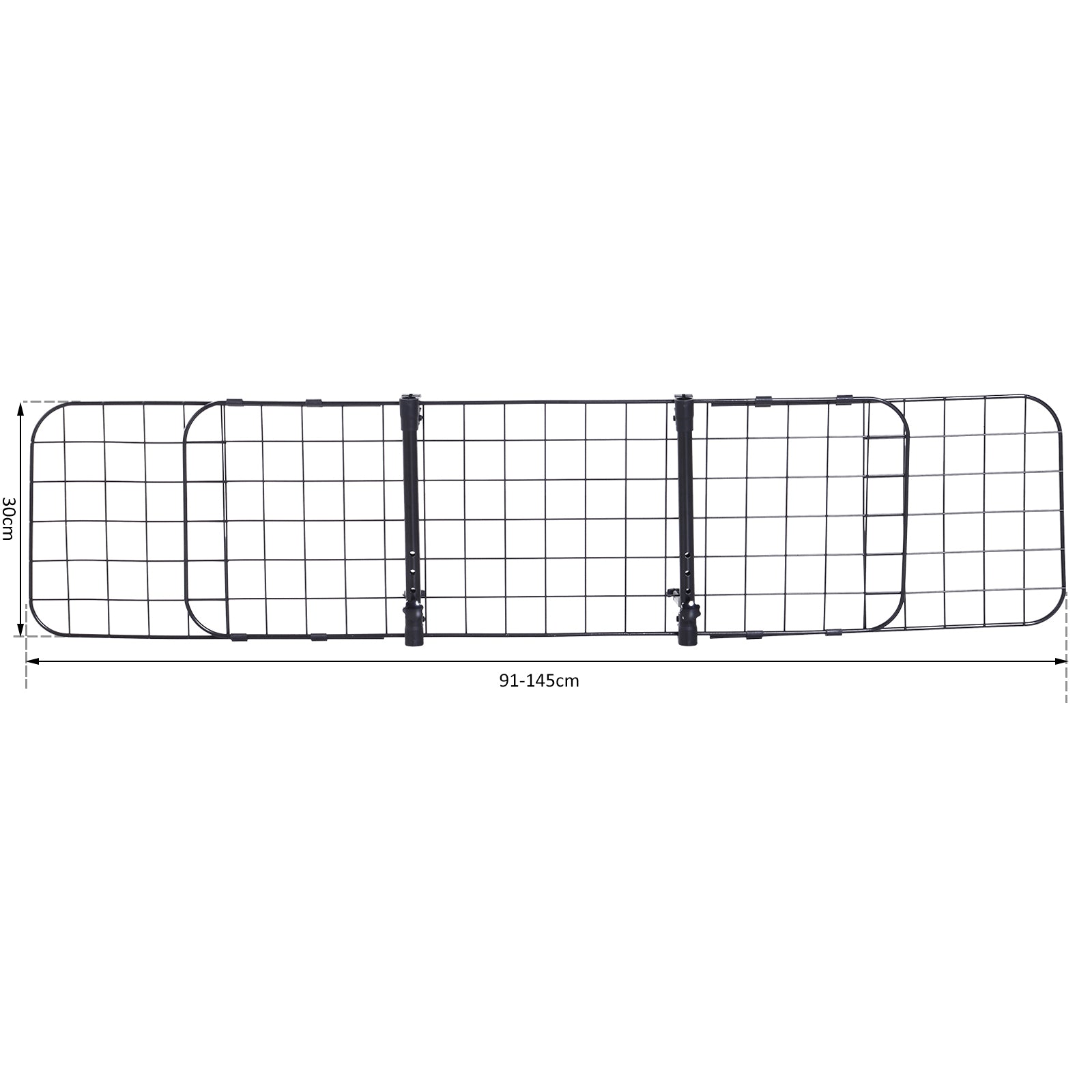 PawHut Heavy Duty Pet Dog Car Barrier Adjustable Ventilated Mesh Wire Guard Auto Vehicle Fence Protector SUVs Black 91-145 cm