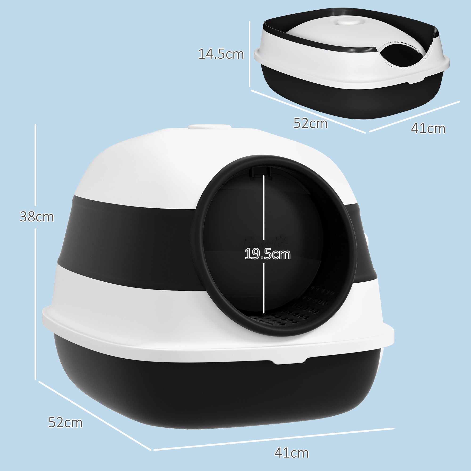 PawHut Foldable Cat Litter Box with Lid, Hooded Cat Litter Tray with High Sides, Air Freshener, Large Two-Way Entrance, Scoop, Black