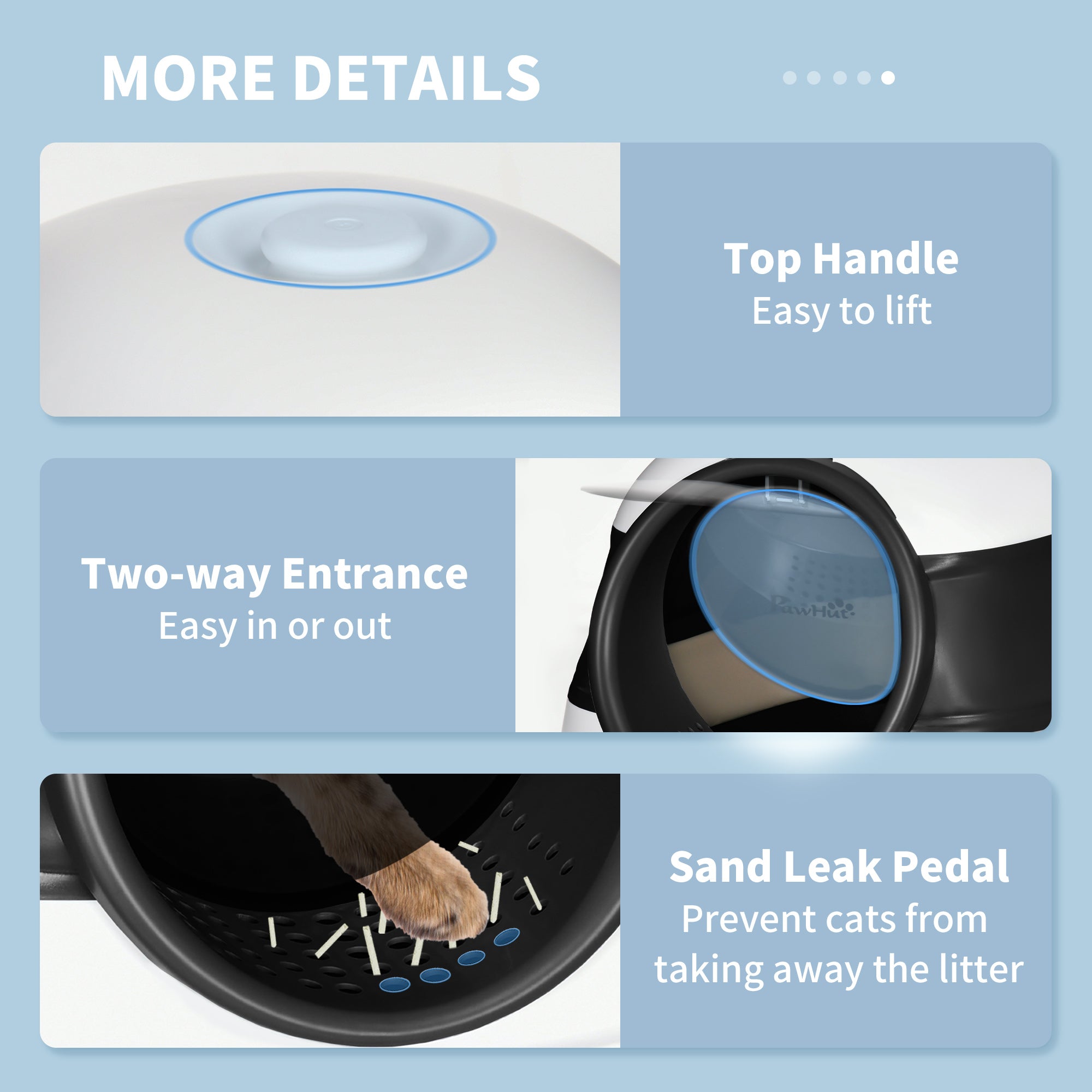 PawHut Foldable Cat Litter Box with Lid, Hooded Cat Litter Tray with High Sides, Air Freshener, Large Two-Way Entrance, Scoop, Black
