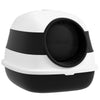 PawHut Foldable Large Cat Litter Box with Lid, Covered Kitten Litter Box w/ Automatic Cat Litter-Proof Sides, Deodorization, Easy to Clean, White and Black