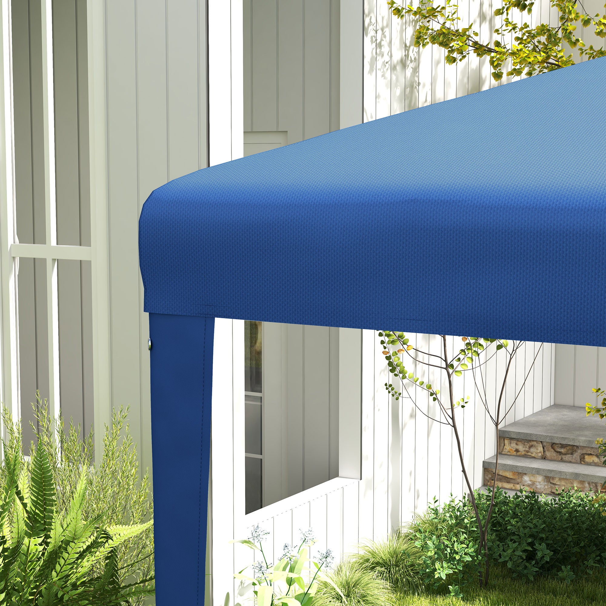 Outsunny 9' x 9' Party Tent Portable Gazebo Canopy for Weddings Parties Outdoor Sunshade with Dressed Legs, Blue