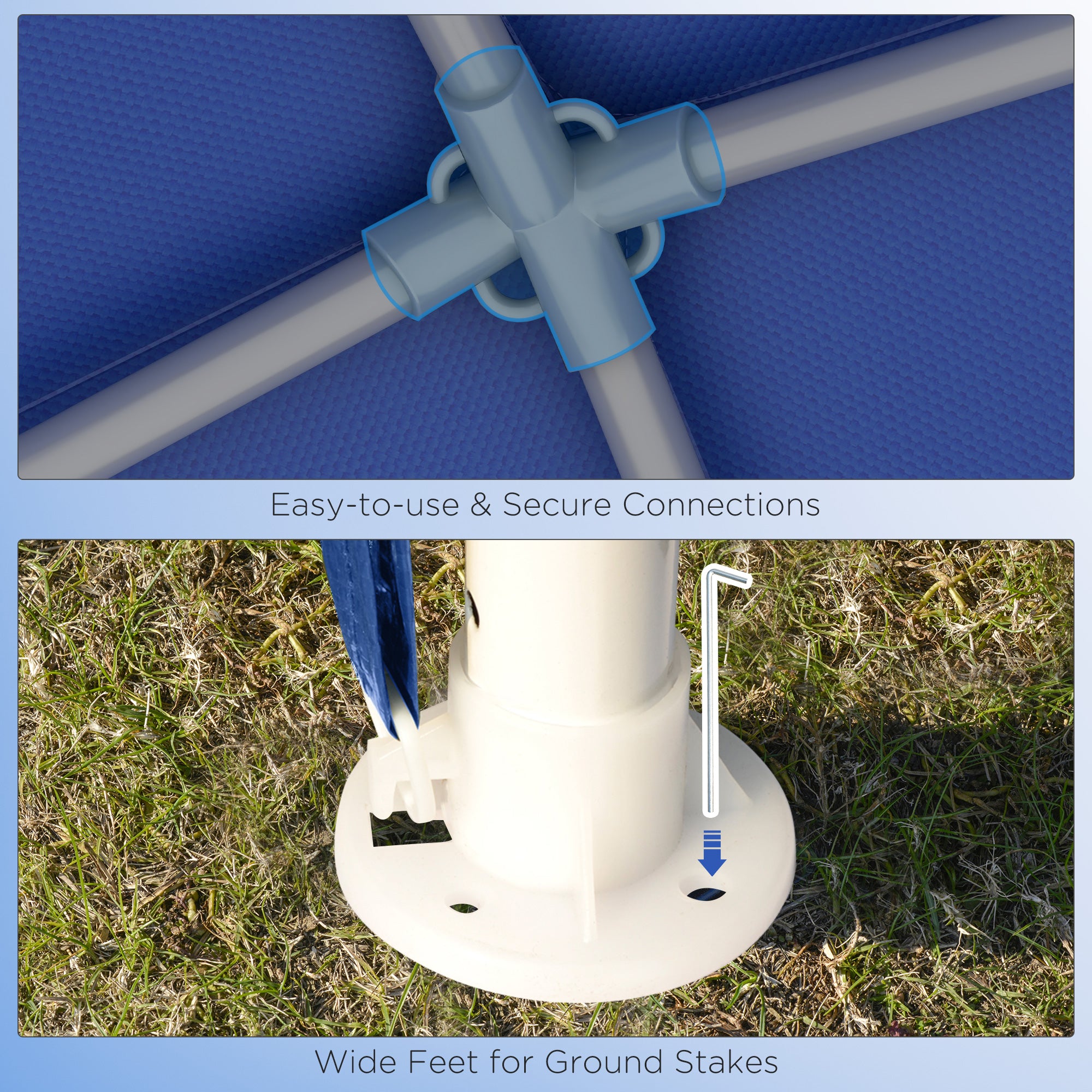 Outsunny 9' x 9' Party Tent Portable Gazebo Canopy for Weddings Parties Outdoor Sunshade with Dressed Legs, Blue